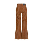 Brown Lambskin Flared Pants