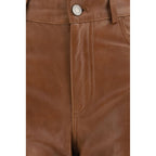 Brown Lambskin Flared Pants