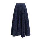 Blue Polyester Long Skirt