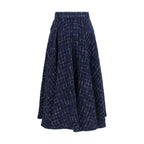 Blue Polyester Long Skirt