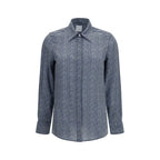 Blue Silk Pattern Shirt