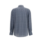 Blue Silk Pattern Shirt