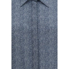 Blue Silk Pattern Shirt