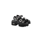 Black Leather Platform Sandals