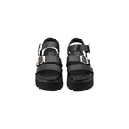 Black Leather Platform Sandals