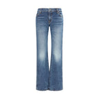 Blue Cotton Bootcut Jeans