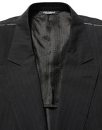 Black Pinstripe Men Single Breasted Jacket