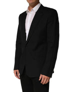 Black Pinstripe Men Single Breasted Jacket