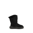 Black Suede Leather Flat Boots