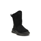 Black Suede Leather Flat Boots