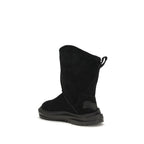 Black Suede Leather Flat Boots