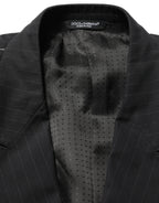 Black Pinstripe Men Single Breasted Jacket