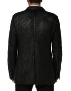 Black Lamb Leather Double Breasted Jacket
