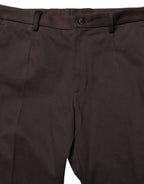 Brown Cotton Skinny Leg Dress Trouser Pants