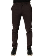 Brown Cotton Skinny Leg Dress Trouser Pants
