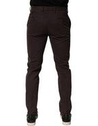 Brown Cotton Skinny Leg Dress Trouser Pants