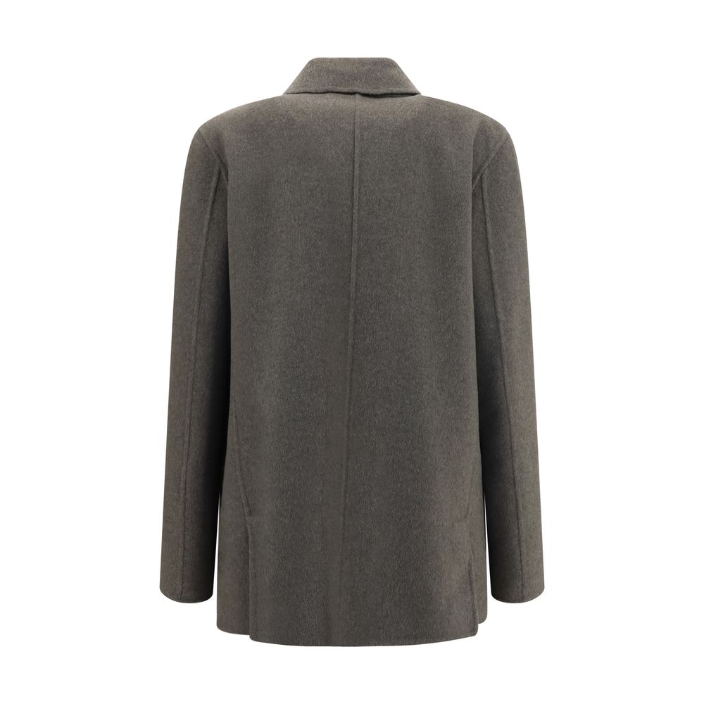 Gray Cashmere Full-Length Jacket