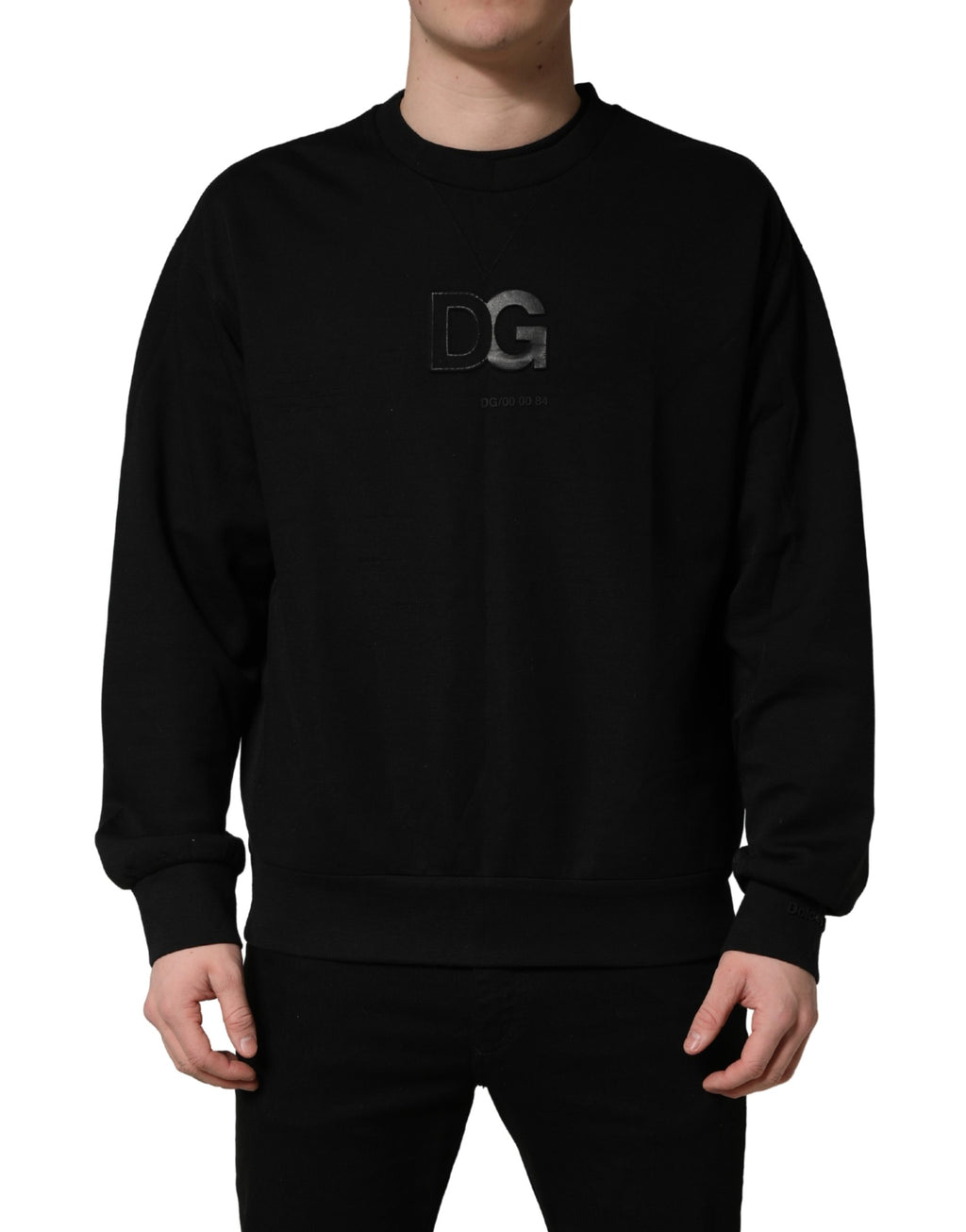 Black Cotton DG Crew Neck Sweatshirt Sweater