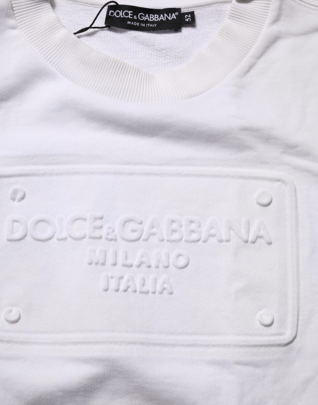 White Logo Embossed Cotton Sweatshirt Sweater