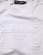 White Logo Embossed Cotton Sweatshirt Sweater