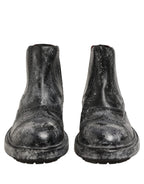 Black Gray Leather Ankle Chelsea Boots Shoes