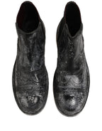 Black Gray Leather Ankle Chelsea Boots Shoes