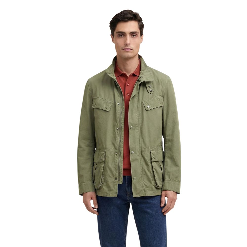 Green Cotton Full-Length Jacket