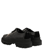 Black Calfskin Leather Trekking Derby Shoes