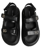 Black DG Logo Sandals Flats Slippers Shoes