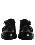 Black Leather Monk Strap Formal Dress Shoes