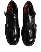 Black Leather Monk Strap Formal Dress Shoes