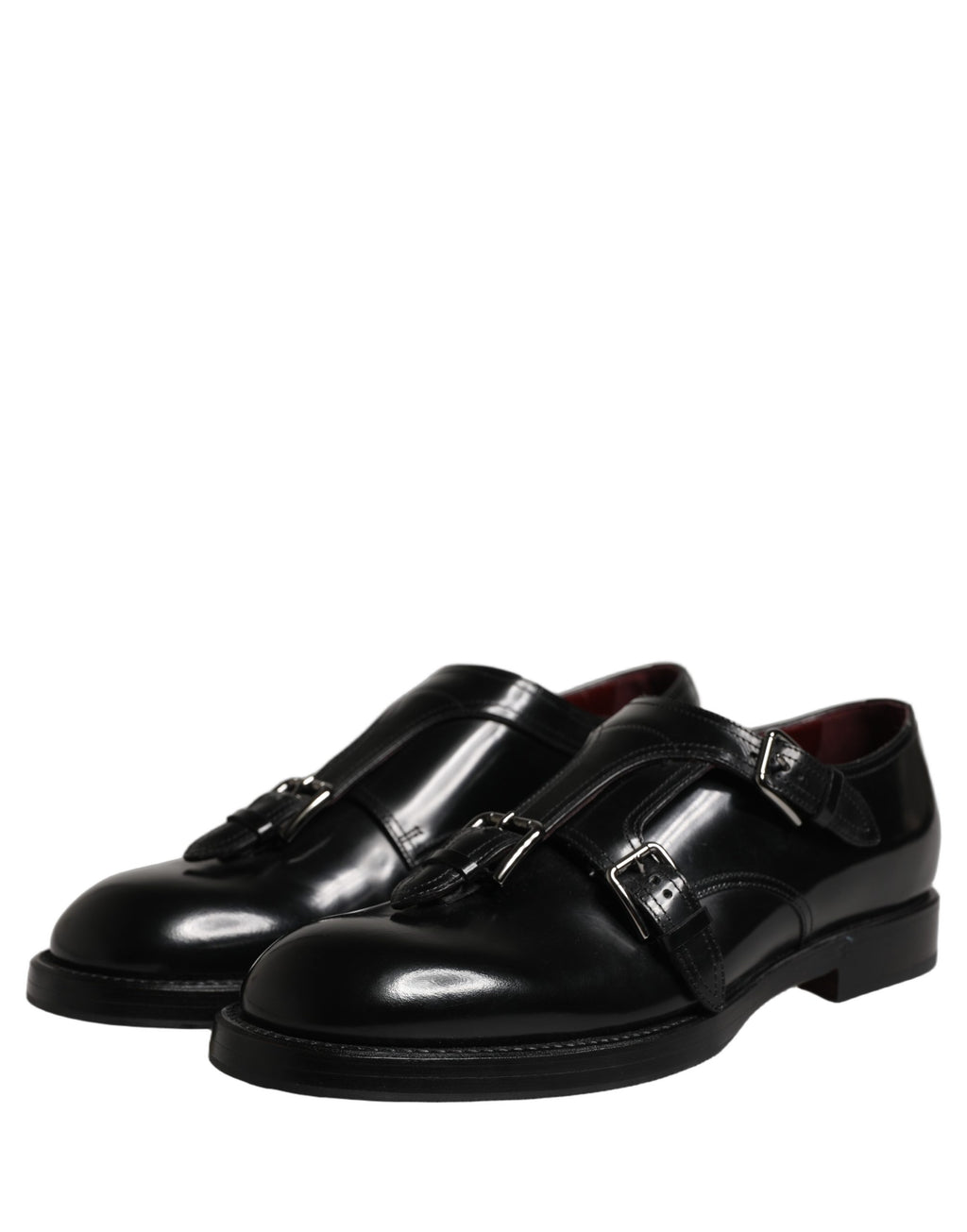 Black Leather Monk Strap Formal Dress Shoes