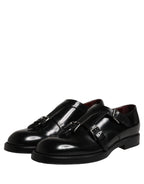 Black Leather Monk Strap Formal Dress Shoes