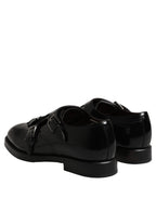Black Leather Monk Strap Formal Dress Shoes