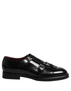 Black Leather Monk Strap Formal Dress Shoes