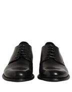 Black Calfskin Leather Derby Men Dress Shoes