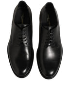 Black Calfskin Leather Derby Men Dress Shoes