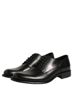 Black Calfskin Leather Derby Men Dress Shoes
