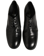 Black Calfskin Leather Derby Men Dress Shoes