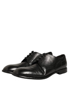 Black Calfskin Leather Derby Men Dress Shoes