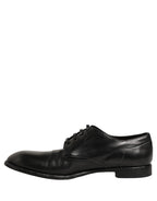 Black Calfskin Leather Derby Men Dress Shoes