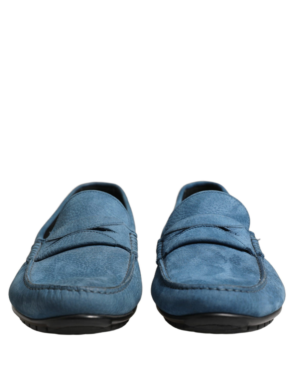 Blue Calfskin Leather Driver Loafers Shoes