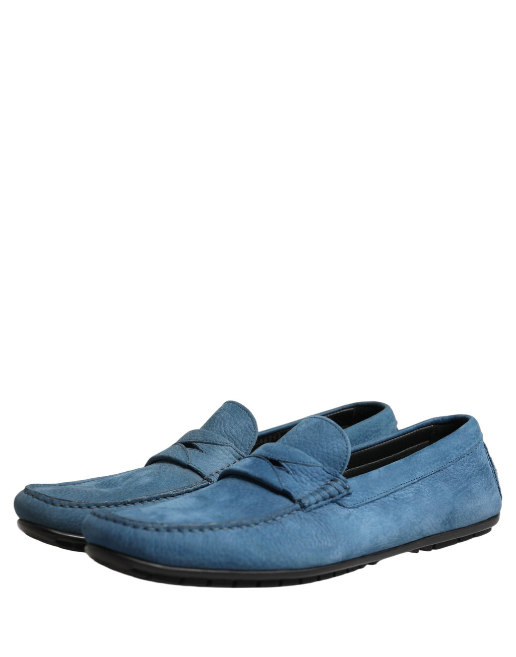 Blue Calfskin Leather Driver Loafers Shoes