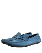 Blue Calfskin Leather Driver Loafers Shoes