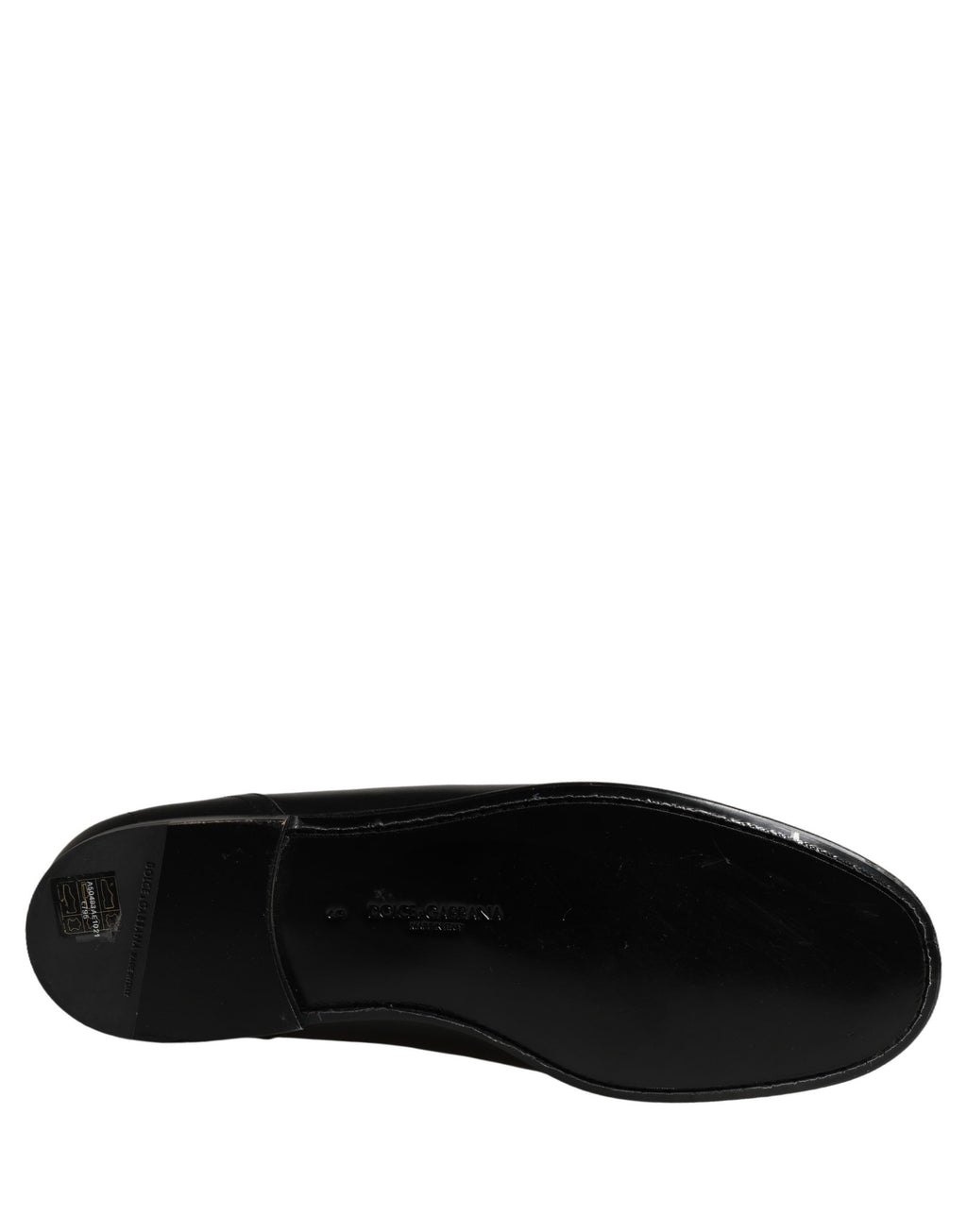 Black Leather Logo Plaque Loafers Men Shoes