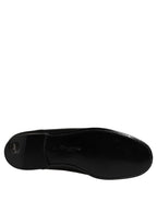 Black Leather Logo Plaque Loafers Men Shoes