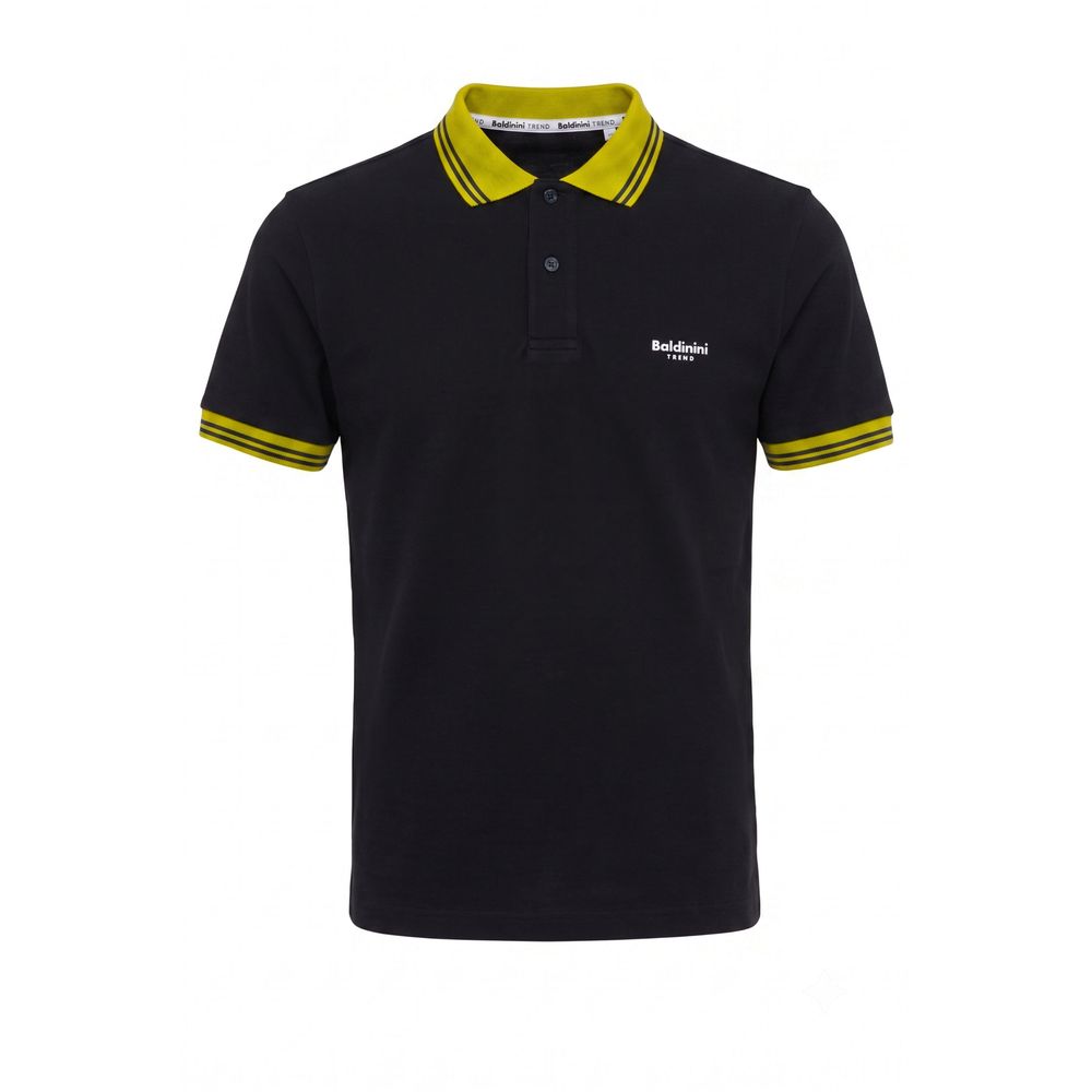 Blue Cotton Men Polo Shirt
