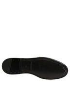 Metallic Gold Leather Flats Loafers Shoes