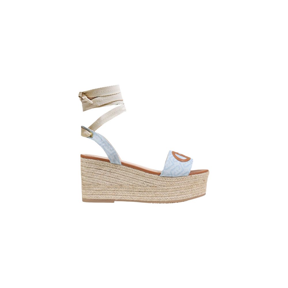 Light Blue Polyester Wedge Sandals