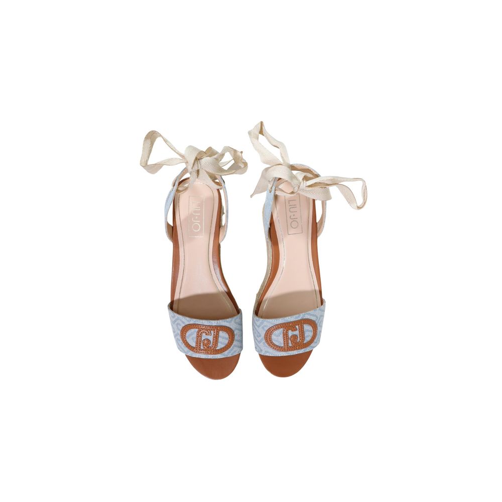 Light Blue Polyester Wedge Sandals
